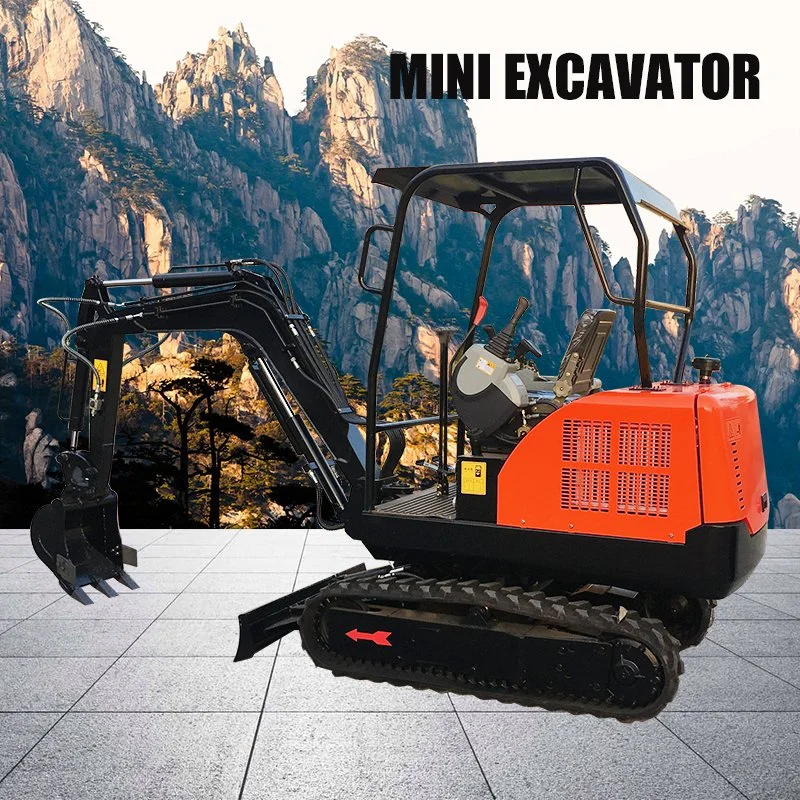 EPA China Construction Machinery 2.0 T Mirco Excavator Mini Rotary Digger with Rubber Steel Crawler and Air Conditioner for Digging Hole Grave