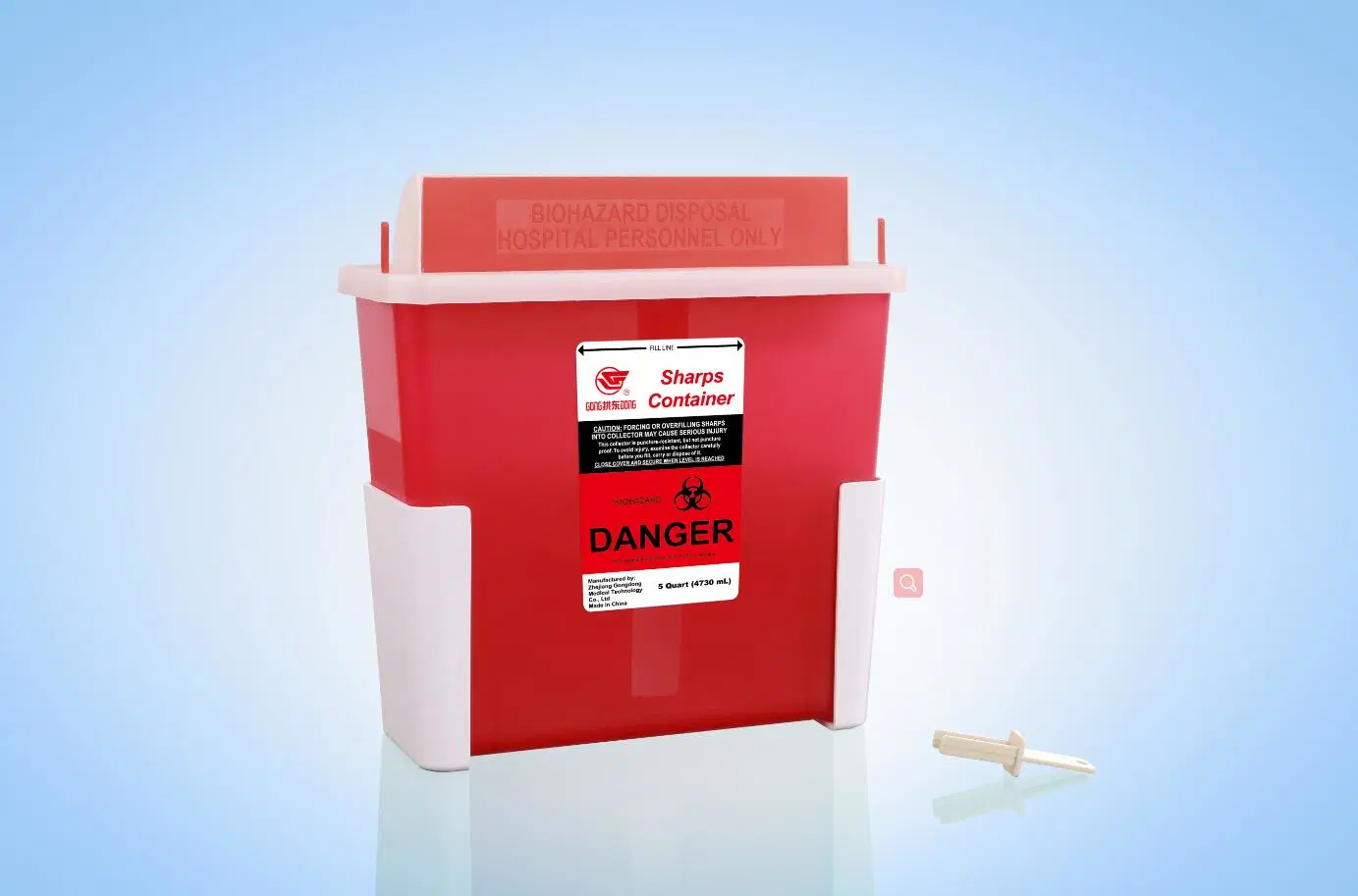 نفايات خطرة حيوية سعة 1 جالون من البلاستيك، PP، مقاومة الثقب، آمنة للاستخدام مرة واحدة صندوق