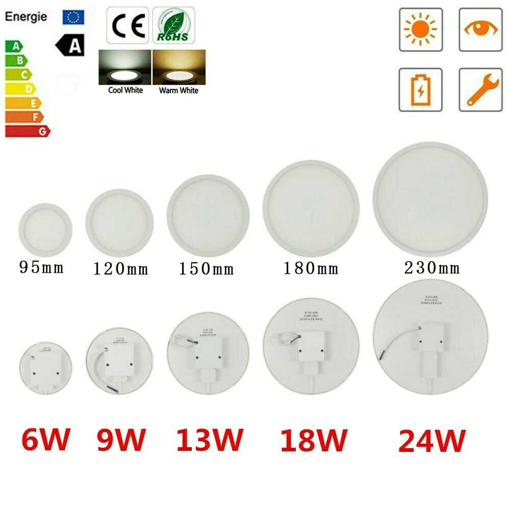 L'intérieur carré ultra mince forme ronde 48W 36W 24W 18W 13W 9W 6W Lampe LED pour panneau de plafond pour la maison d'éclairage 85-265V