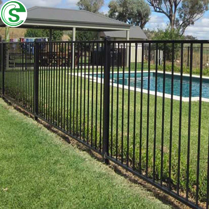 Flat Top Black Color Durable Steel Fence Swimming Pool Fencing