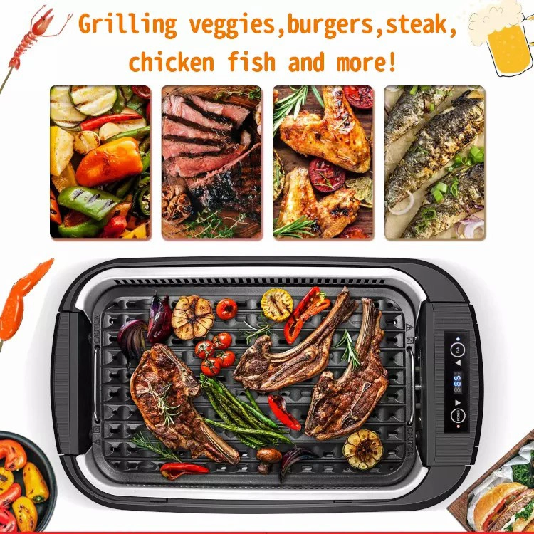 Portable BBQ Grill Electric Non-Stick Easy Cleaning Electric Barbecue Smokeless Grill