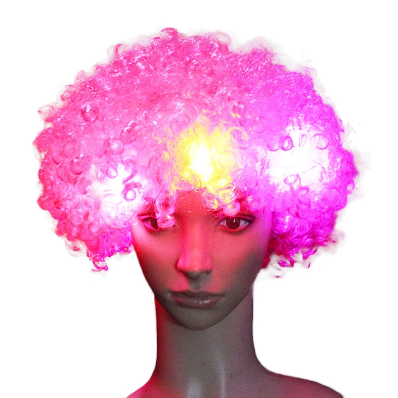 Light up Blue Afro Wig with Flashing LEDs