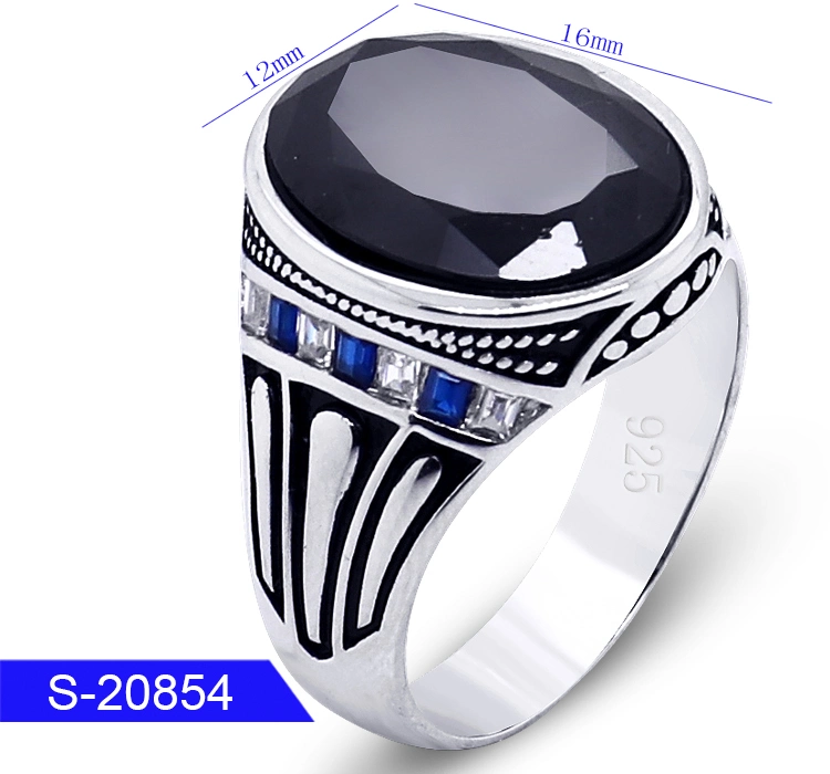 Wholesale 925 Sterling Silver Fashion Jewelry Islamic Zirconia Stone Finger Ring for Man