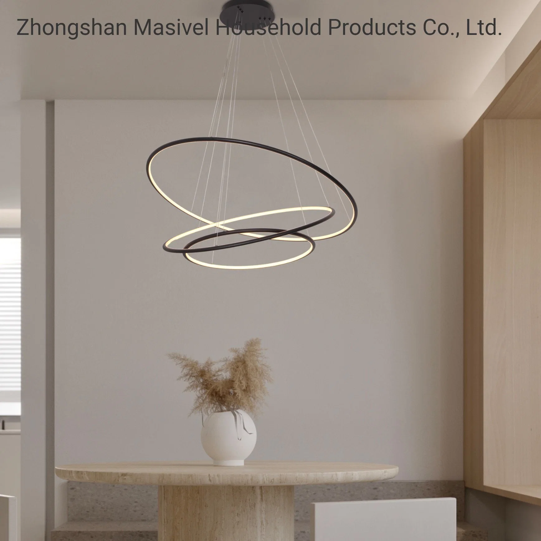 Iluminación Masivel moderna circular metálica para interiores LED Chandelier Light