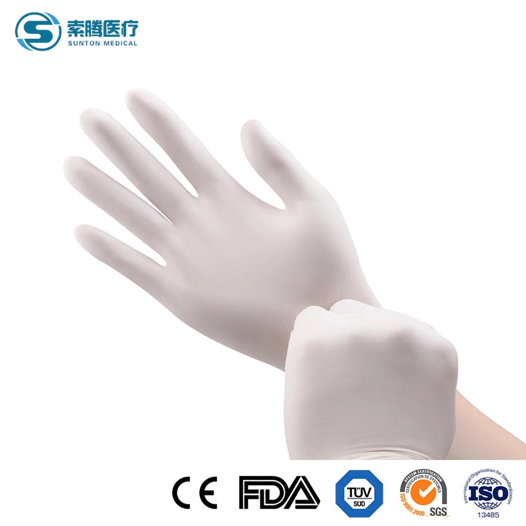 Sunton große pulverfreie chirurgische Handschuhe China CE-Qualitätszertifizierung Sterile Op-Handschuhe Fabrik Günstige Latex-Handschuhe Probe Aus Latex Handschuhe