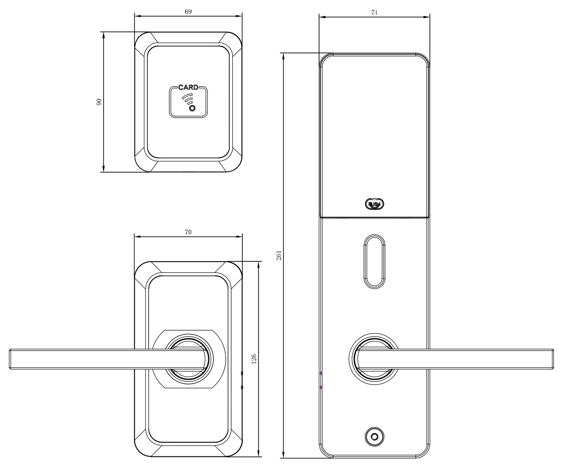 Système de verrouillage électronique des portes de l'hôtel RFID étanche de style déversé