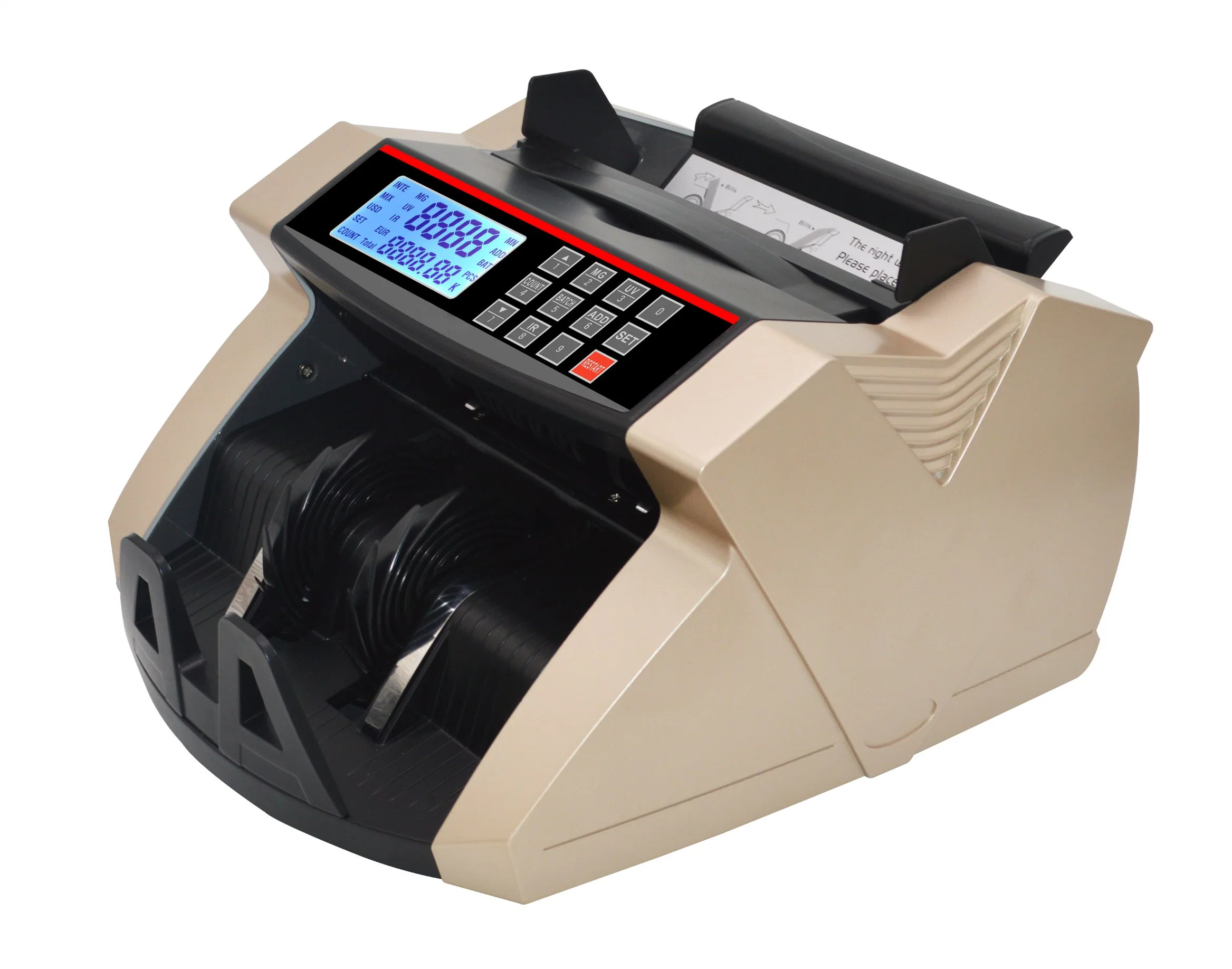 Jn-2040 Golden LCD Money/Bill/Cash Counter Machine with UV&Mg