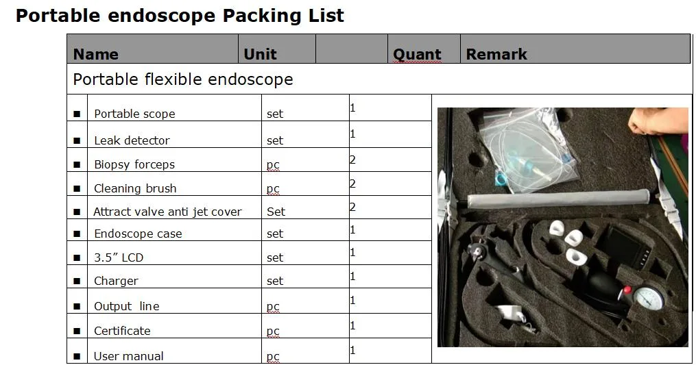 Medical Fiber Endoscope Video Brochoscope/Nasopharyngscope/Cystiscope/Ureteroscope Endoscope Camera Set