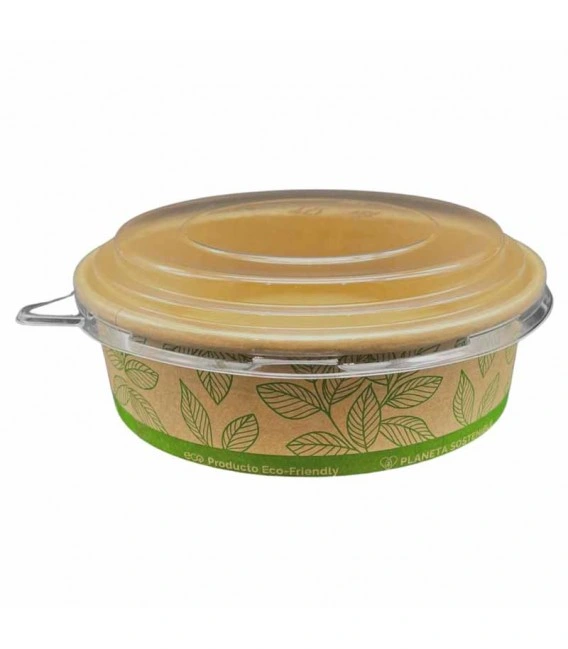 Water Based Coating Paper Salad Bowl with Lid 500ml-1300ml by Disposable Kraft Paper