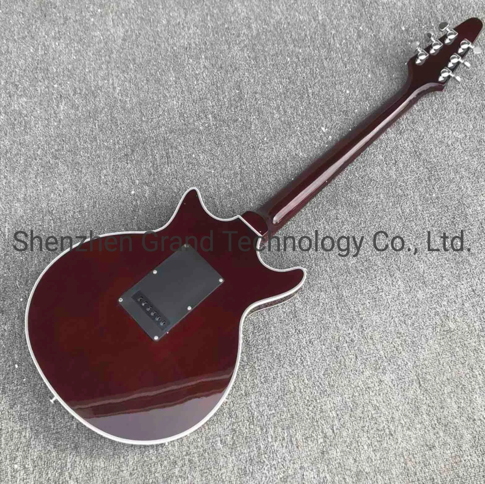 Custom bm01 Brian May guitarra eléctrica con Pickguard Negro 3 camionetas Tremolo 24 Puente en color rojo vino trastes