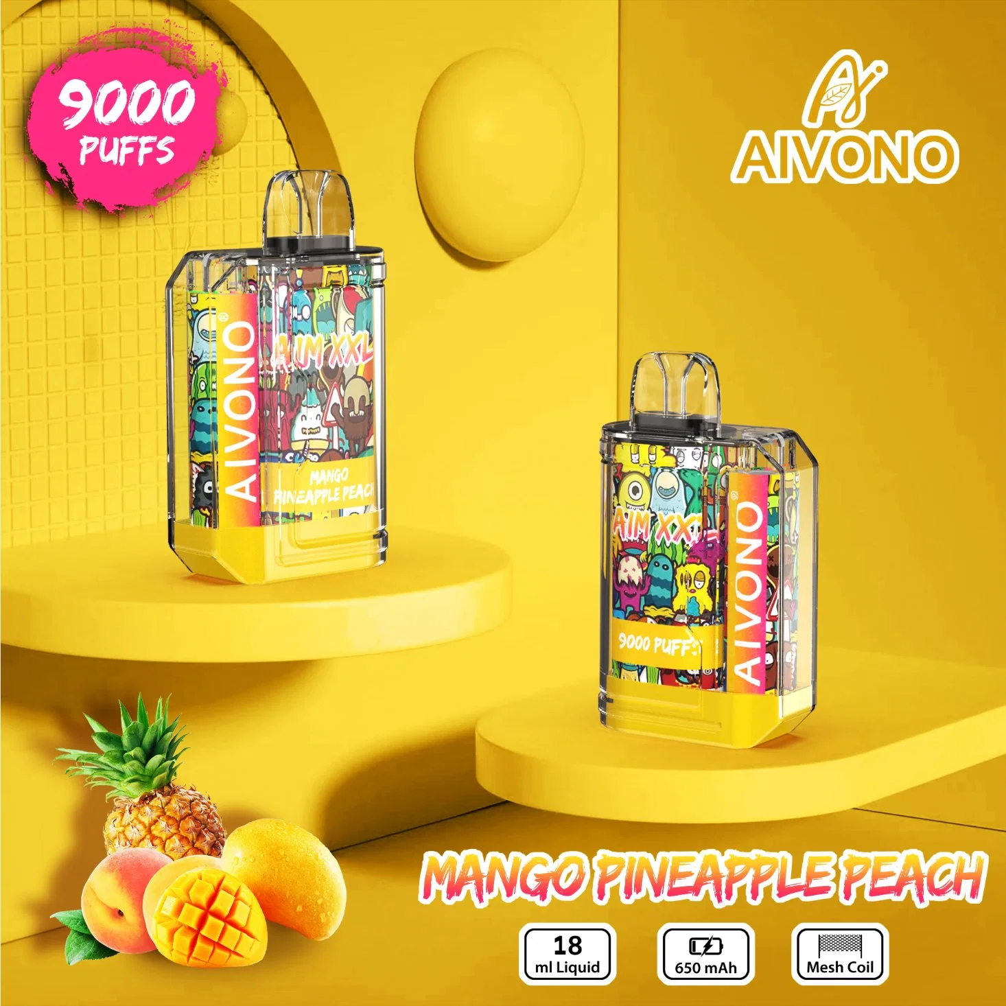 Factory Shenzhen Aivono Technology 9000 Puffs Aim XXL 10 Flavors. Nicotine Is 0%. 2% 5% Adjustable Airflow OEM