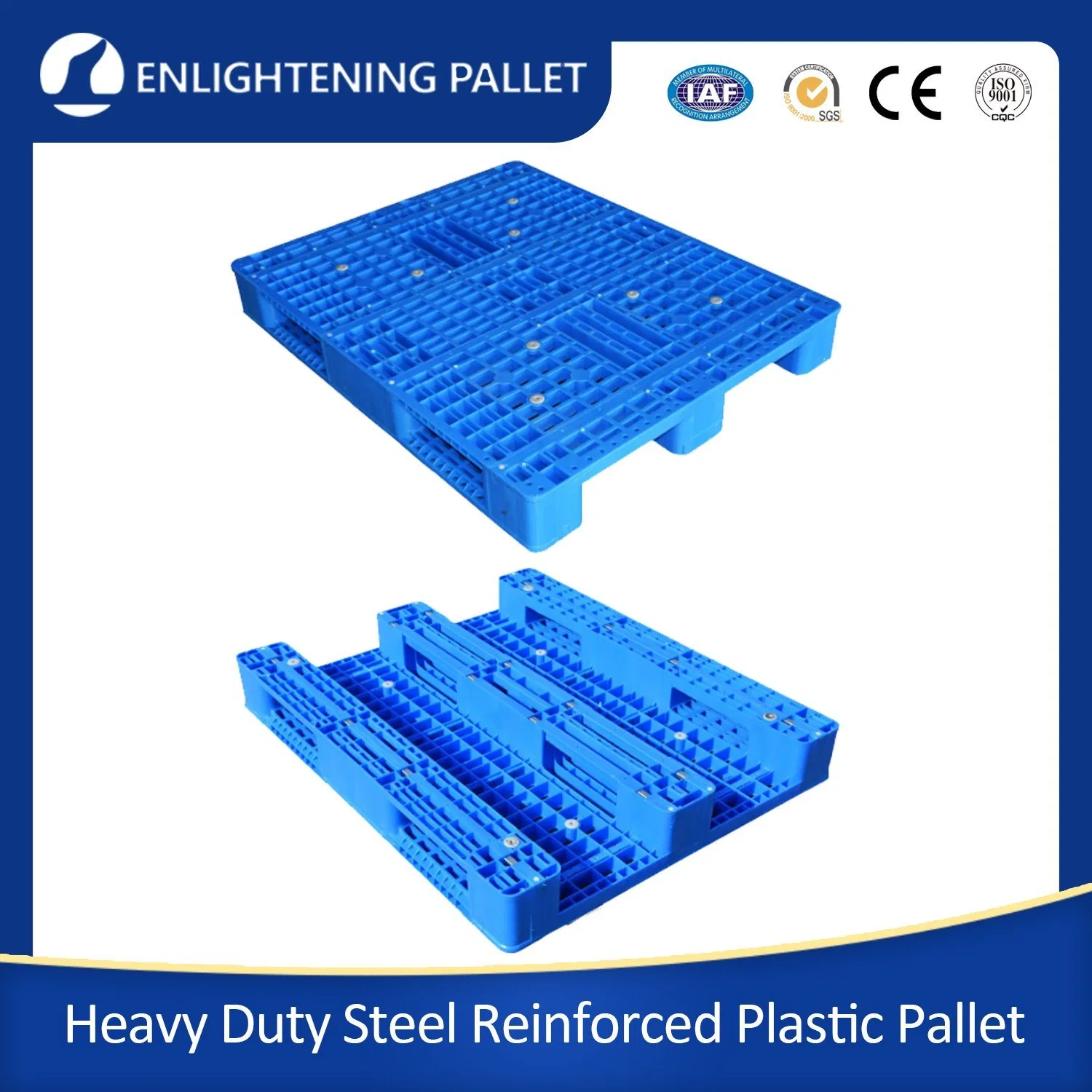 Manufacturer Heavy Duty HDPE Flat Surface Large Reinforced Anti Slip Racking Industrial Rackable Warehouse Storage Reusable Euro Stackable Plastic Pallets