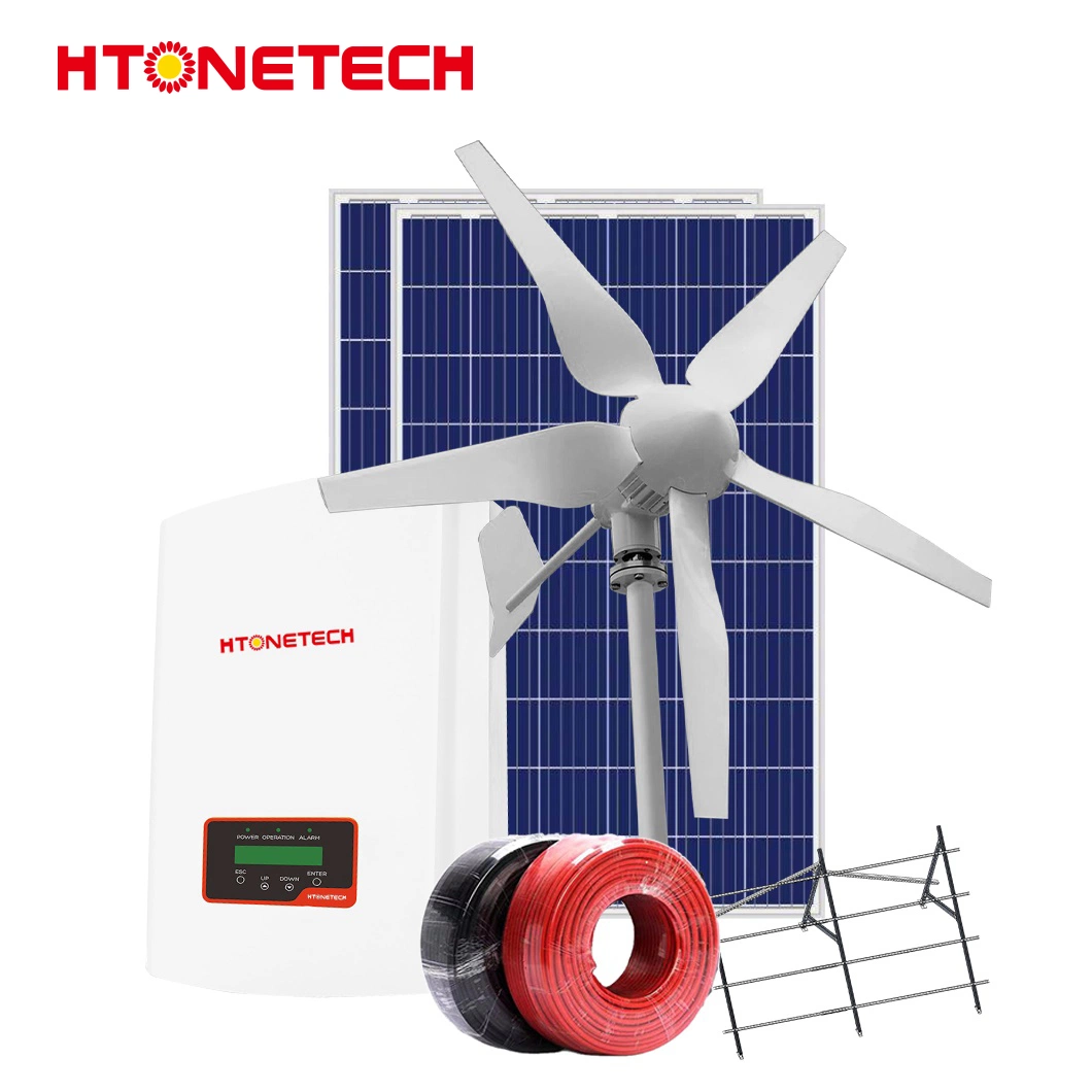 Htonetech China Flexible Solar Panel Wholesale/Supplierrs 300W 3000W 50kw Solar Power System with 120 Volt Wind Generator