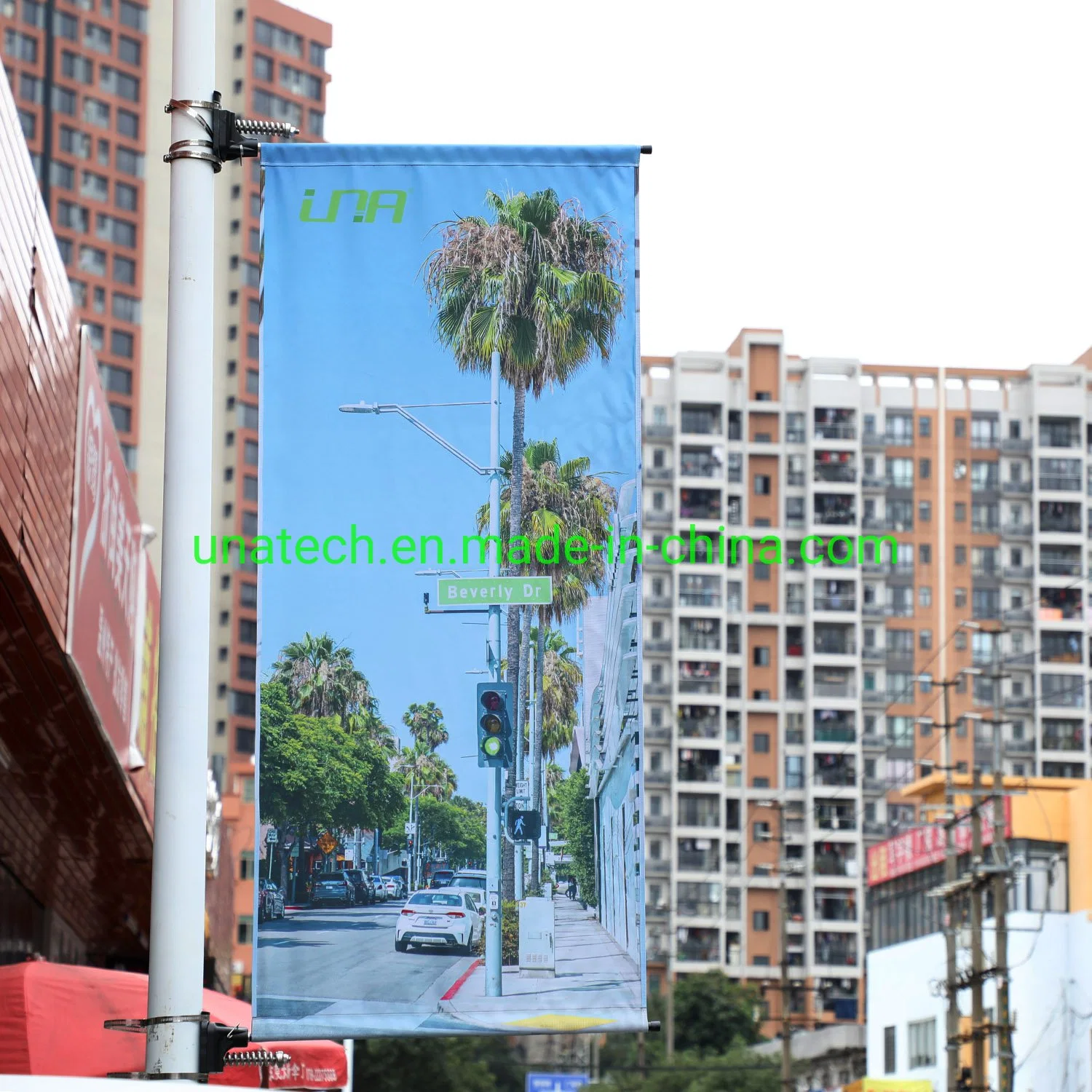 Metal Street Pole Publicidad Banner Media Image Hanger