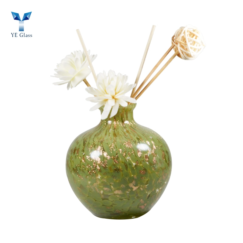 Blown Glass Flower Vase Morden Art Green Glass Vases for Home Decor