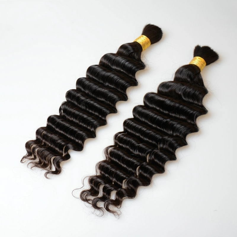 Bulk Human Hair Bundles No Weft for Braiding Deep Wave Hair Extensions