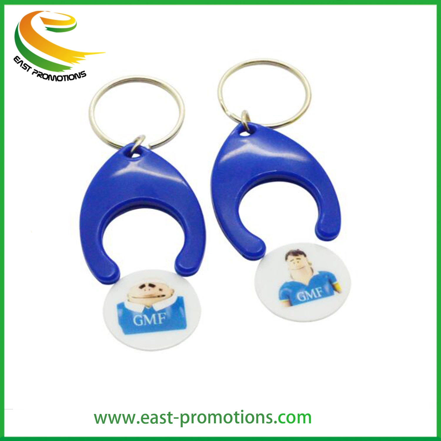 Custom Plastic Token Trolley Coin Keyring Coin Holder Keychain for Promotional Gifts