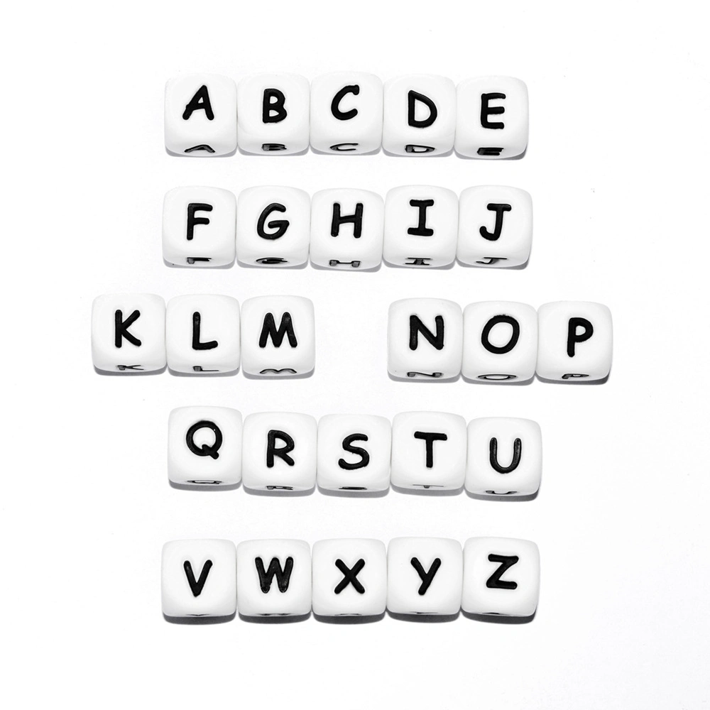 12mm 10PCS Silicone English Alphabet Letter Beads BPA Free Material for DIY Baby Teething Necklace Baby Pacifier Chain