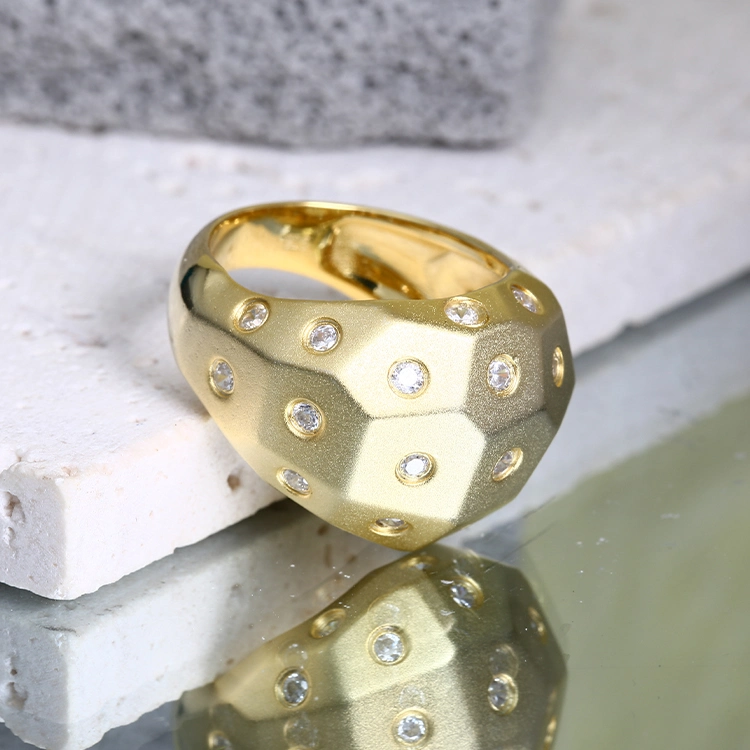 18K Gold überlagerter Diamant Geometrischen neuen Design Fabrik Großhandel/Lieferant Mode Zubehör Schmuck Luxus Ring Schmuck