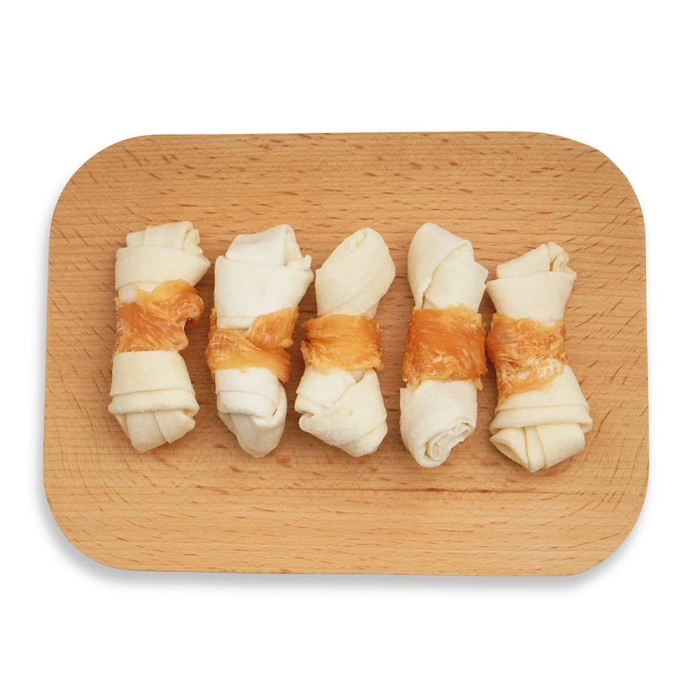 Chicken Wrapped Knotted Bones Training Treats Rawhide Dog Dental Snacks Pet Food