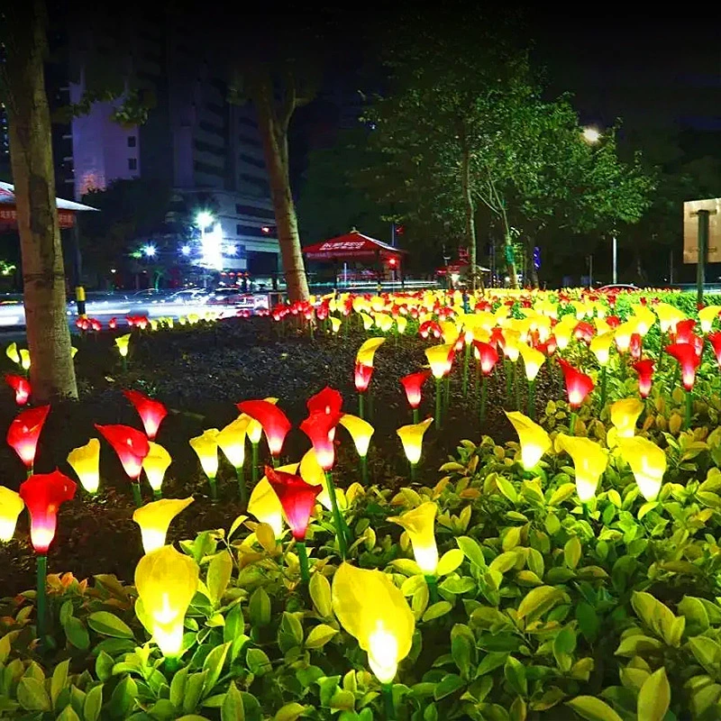 Amazon Solar Calla Lily Lamp Color Changing LED Simulation Lawn Lamp for Outdoor Garden Decoration