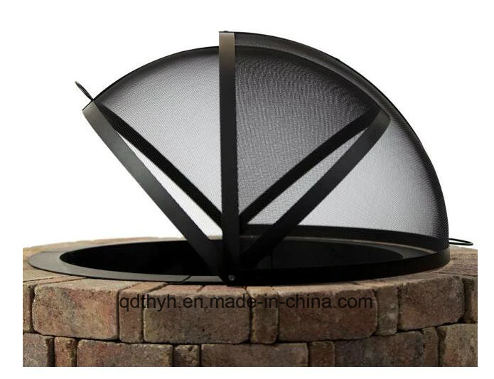 36" Fire Pit Easy Access Spark Screen for Outdoor Fire Pit with High Temperature Black Powder Coated