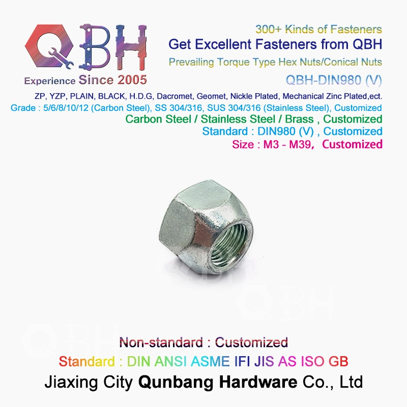 Qbh DIN980 (V) DIN980V DIN980 (V) DIN 980 V HDG Zinc Plated Black Yzp Wheel Hub Lock Hex Conical Nuts Car Auto Accessories