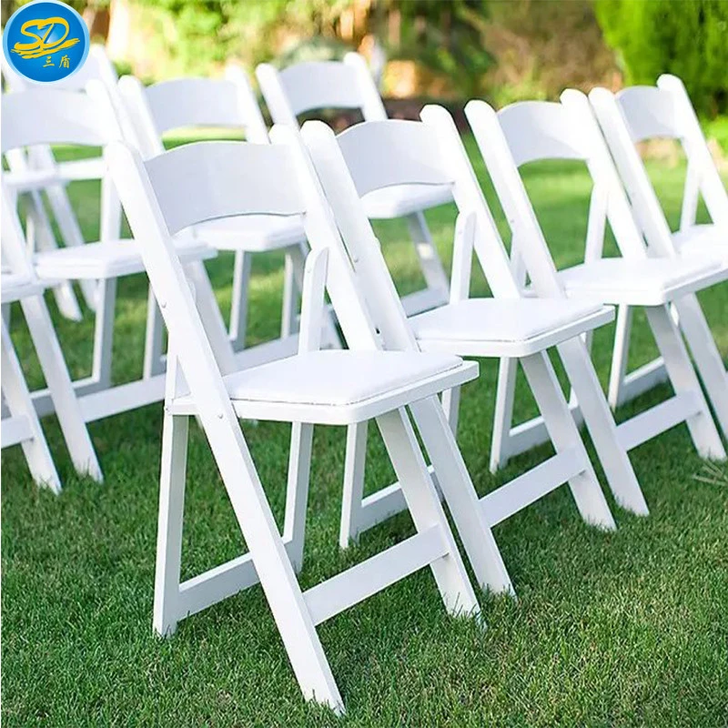 Mobiliário para festa de casamento ao ar livre, cadeira dobrável de resina branca Wimbledon.