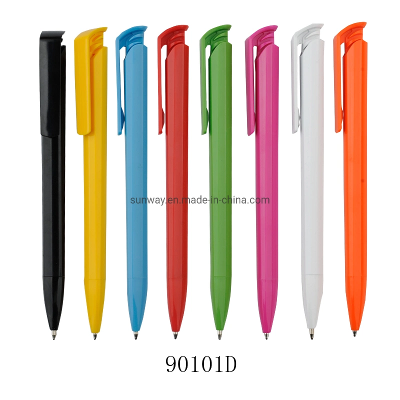 قلم ذو سن كروي ملون ثلاثي الألوان بشعار هدية تشجيعي رخيص