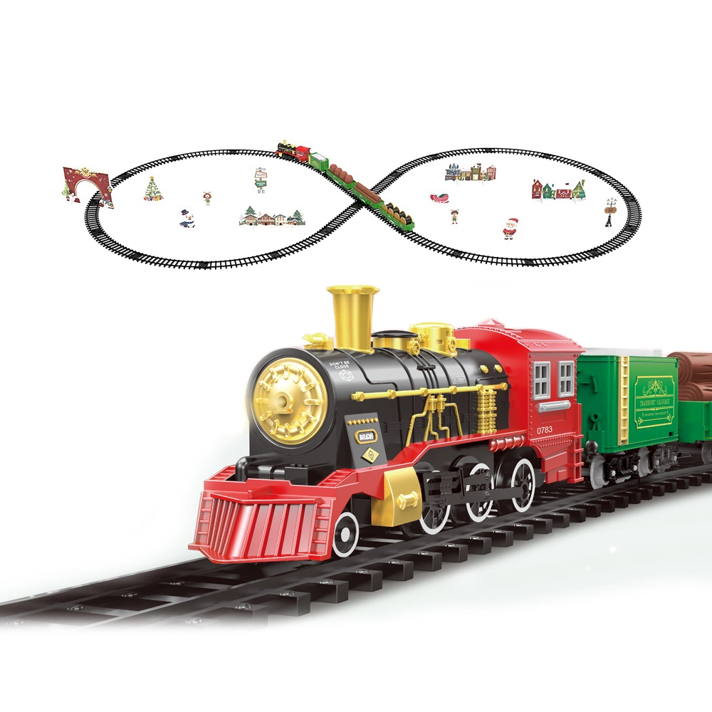 Railway Kit Electric Train Toys with Smoke Christmas Locomoto Train Set