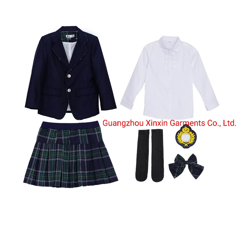 Uniforme escolar estilo britânico de tricô para estudantes do ensino fundamental e médio, de venda quente na fábrica, OEM (U2308).