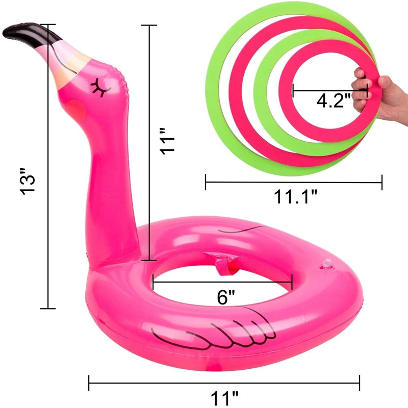 Novos artigos de artigos de festa da piscina para criança com enchimento insuflável de design Decorações Luau Multi Use Flamingo Ring Toss Game