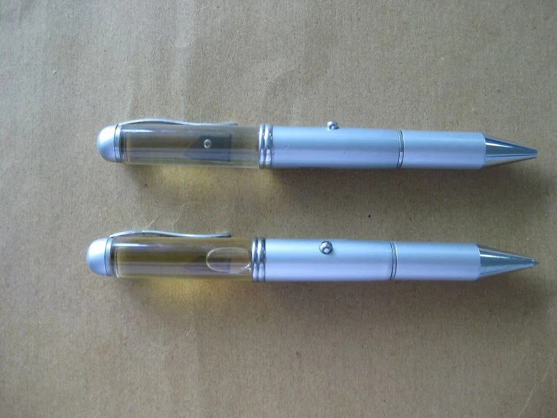 LED Liquid Ballpoint Pens with 3D Floater Inside Metal Liquid Floating Pens with LED Light