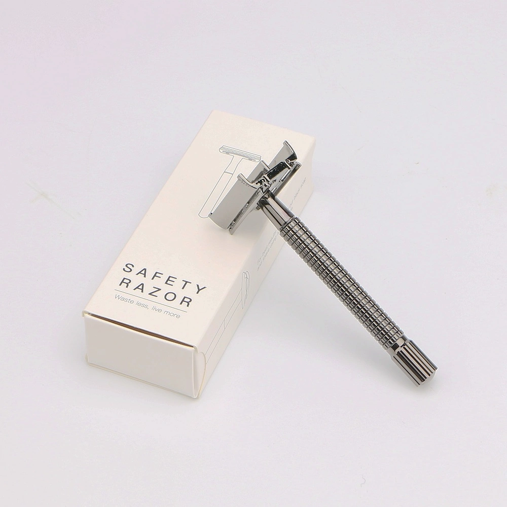 D642 Zero Waste Mens Butterfly Safety Shaving Razor Blade with Long Brass Handle