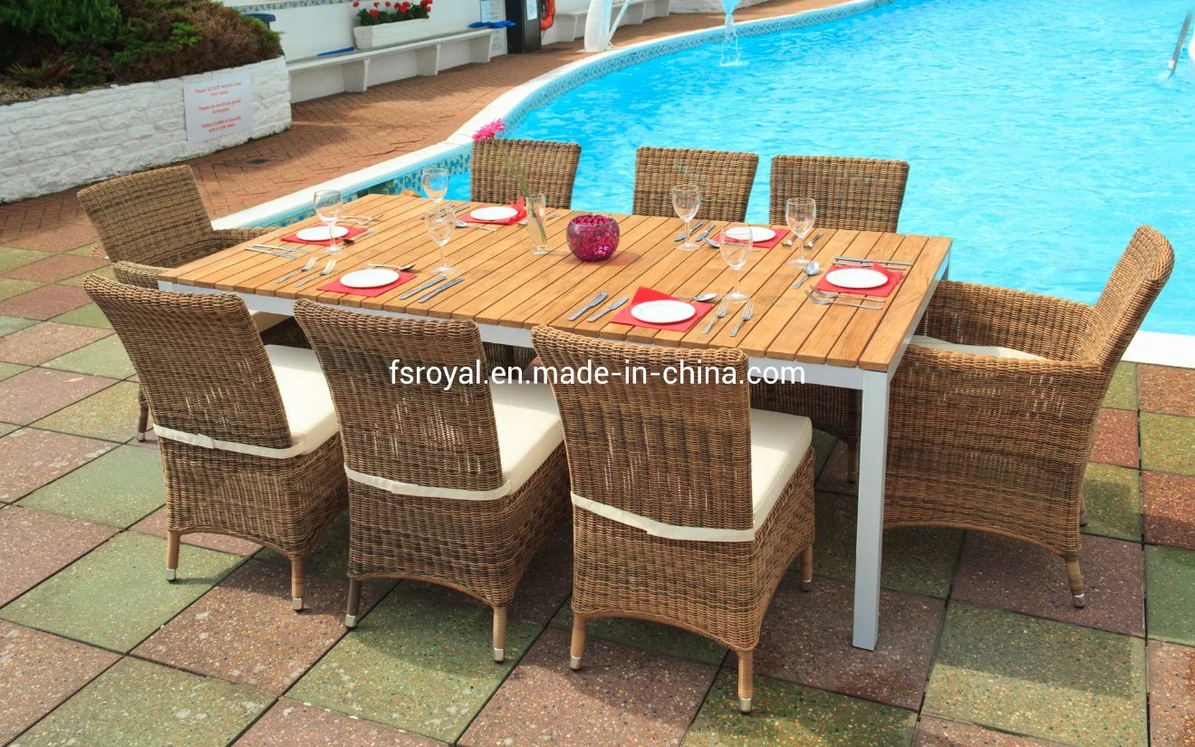 Commerce de gros meubles de jardin piscine meubles en rotin ensemble à dîner Table et chaises en aluminium de l'hôtel Patio Set de meubles de salle à manger