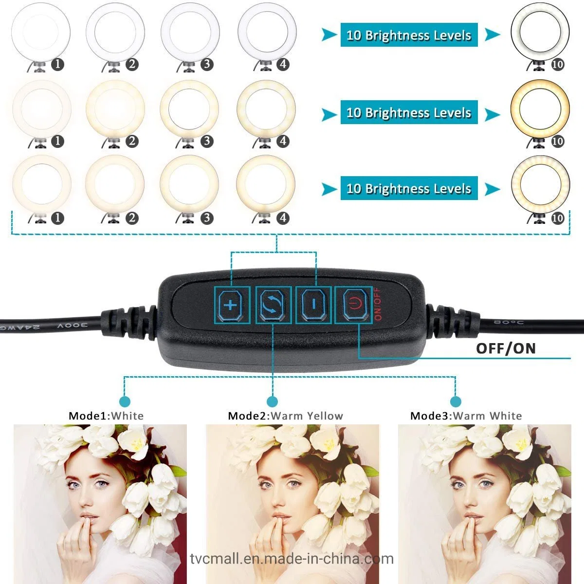 7.9inch Dimmable Desktop LED Selfie Ring Light with Phone Holder