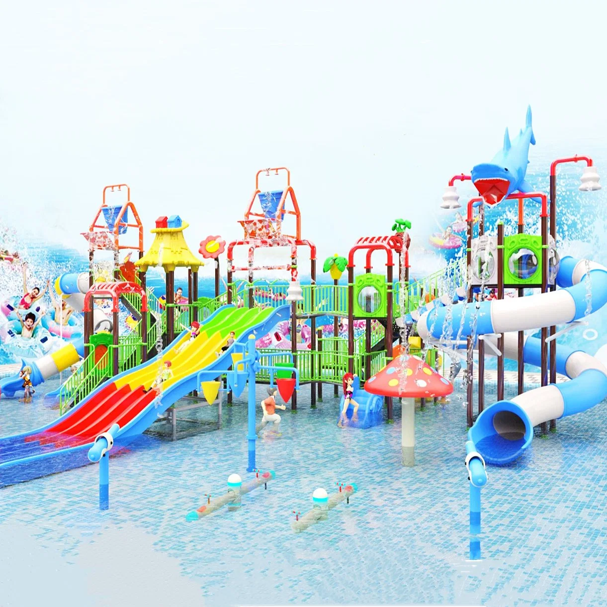 New Kids Outdoor Water Park Fiberglass التزلج ملعب للأطفال معدات الرياضة