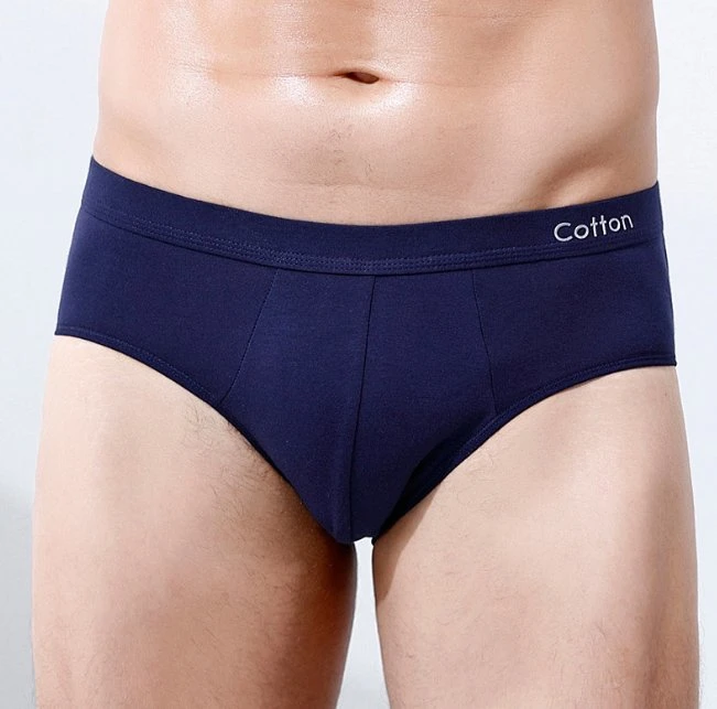 Custom Logo Men Cotton Solid Color Briefs Stretch Comfortable Breathable Underwear