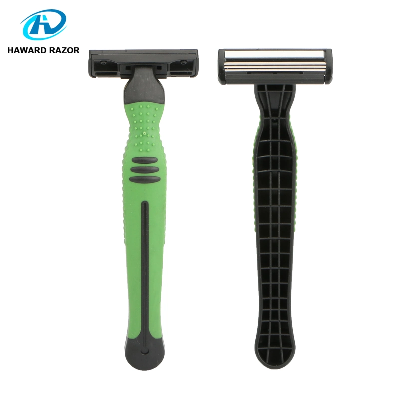 Men Grooming Personal Care Razor Triple 3 Blade Shaving Disposable Razor Rubber Handle