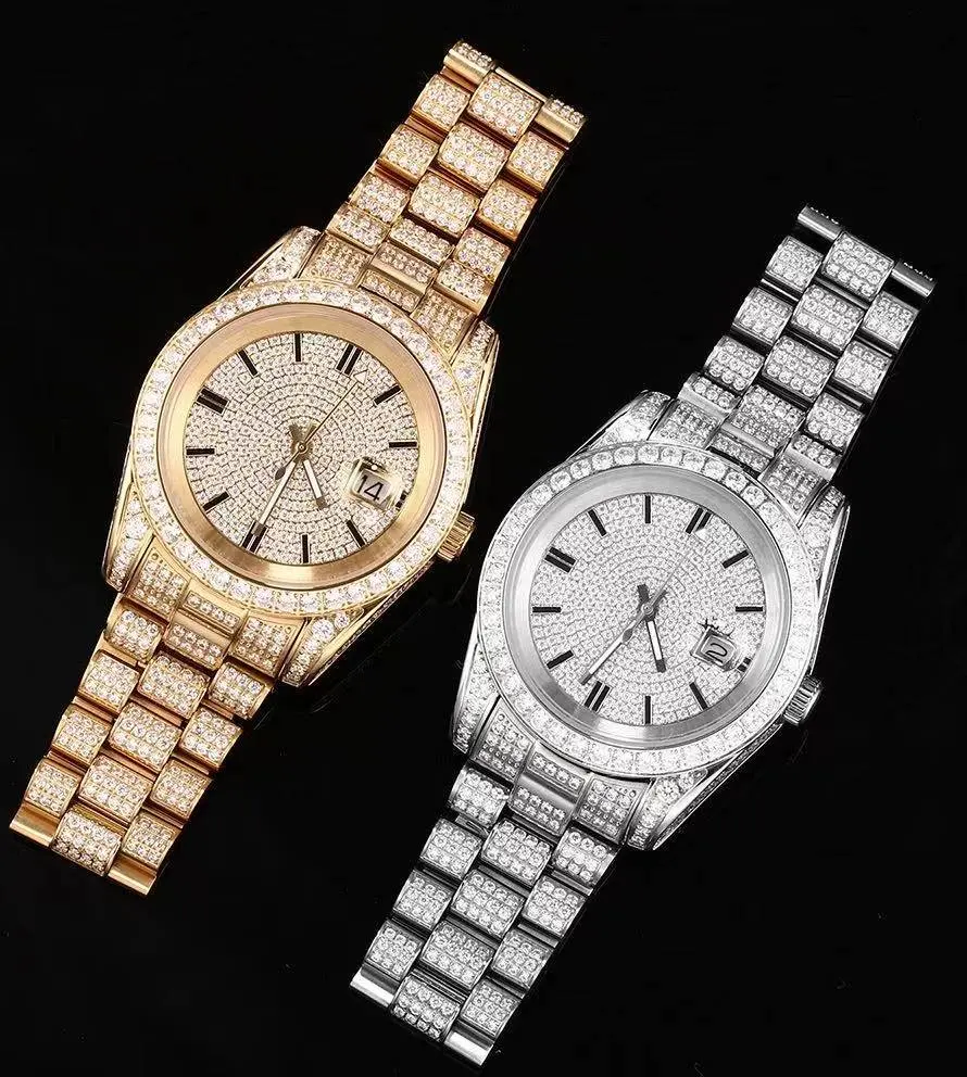 Plena ronda de diamantes Relojes de Lujo Relojes de Pulsera mujer mecánico Montre Dame Joyas de Hip-Hop