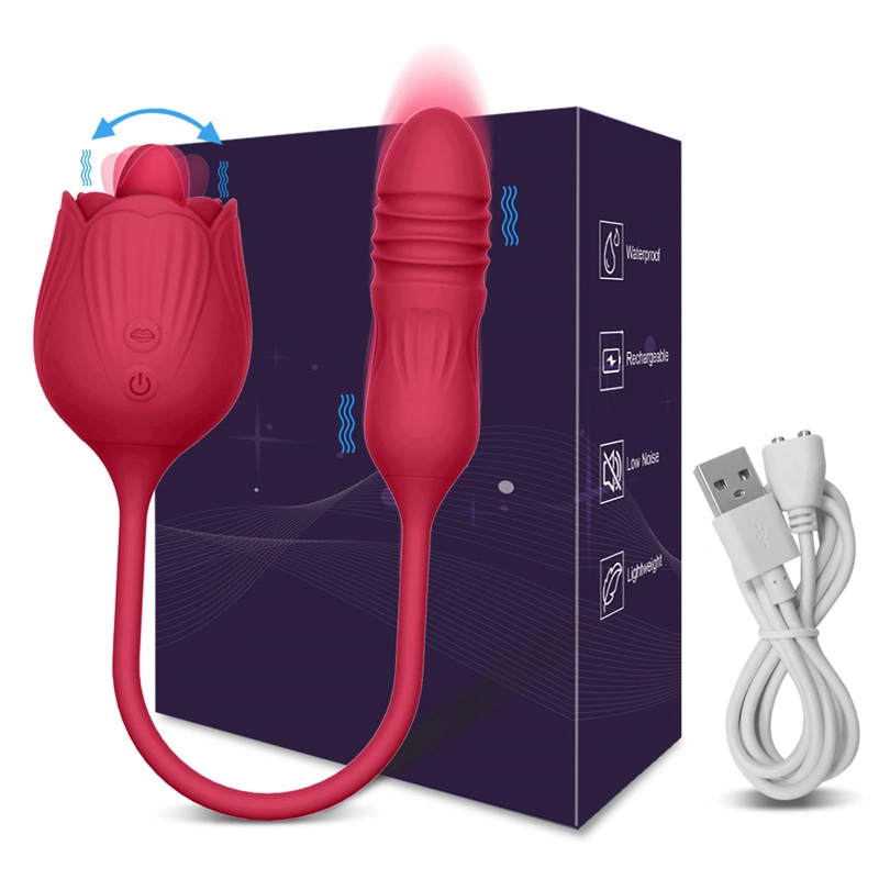 Fio Vermelho Púrpura Yoni Rose moldada vibrando Rose Vibrador Sexo brinquedos para Mulher Clit vibrador de sucção da Lingueta