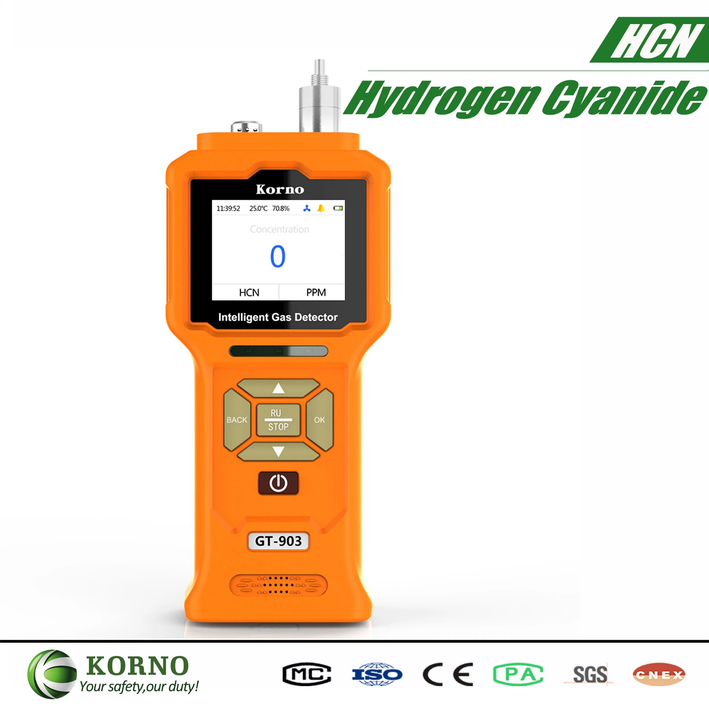 Ce Certified Portable Hydrogen Cyanide Gas Detector (HCN)