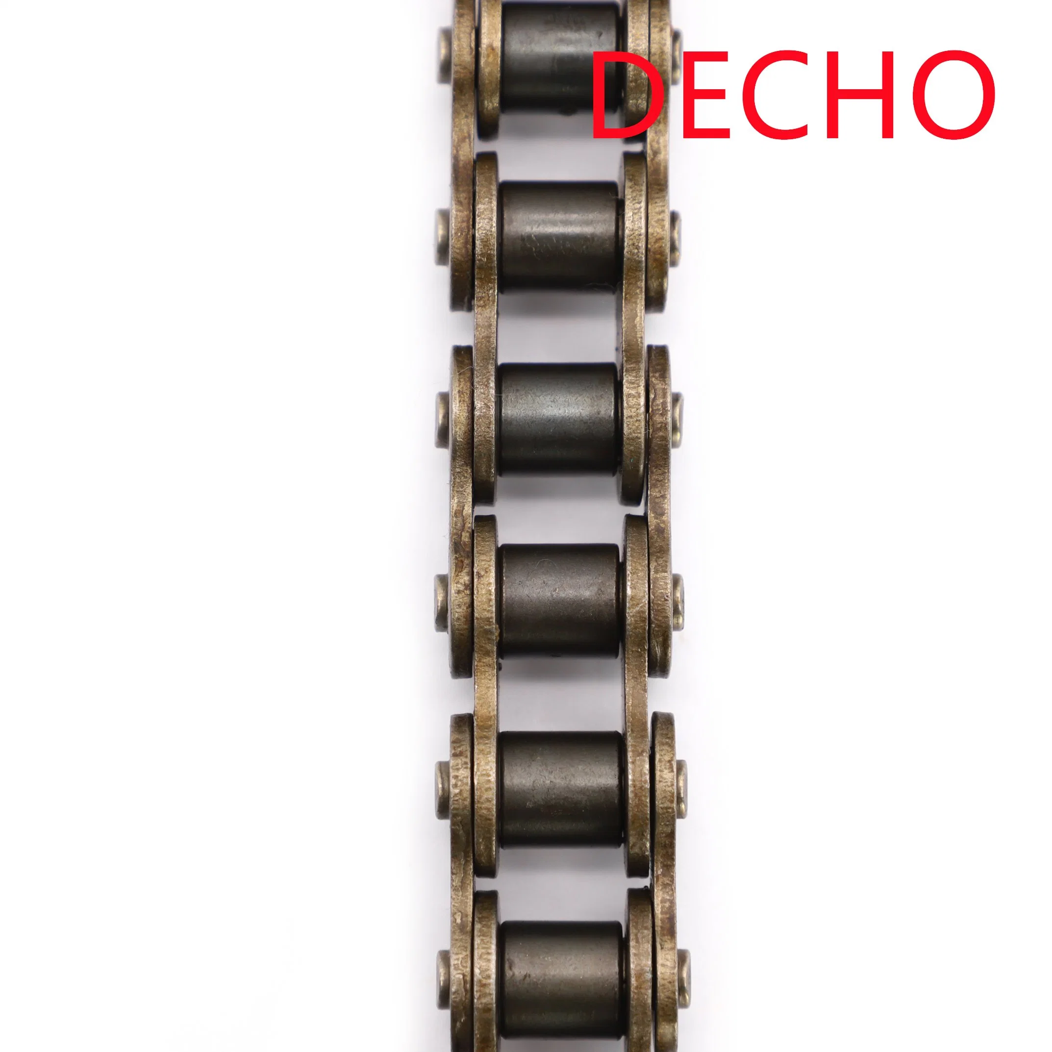 Double Pitch Transmission Chains with Straight Plate