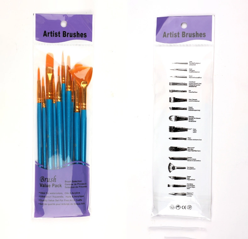 Nylon Hair Artist Paint Brushes Set for Acrylic Oil Watercolor in Purple Color