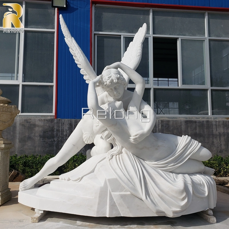 Famous Greek Cupid and Psyche Marble Statue A Grade Life Size Stone Marble Sculpture Wholesale