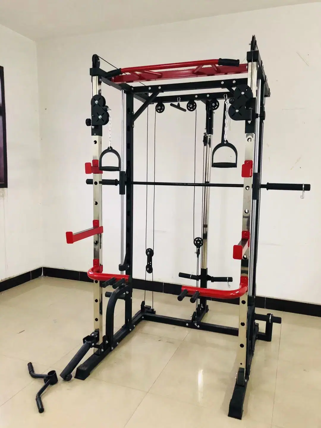 Exercise Arm Crossover Multifunctional Power Cage Squat Rack with Weight Lifting Training Gym Smith Machine