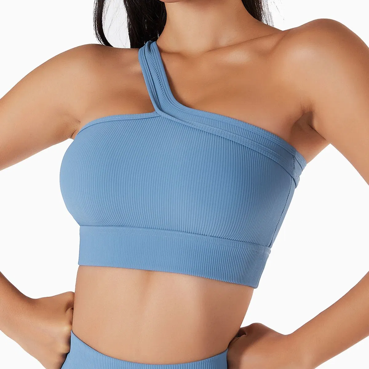 Custom Logo Ribbed Yoga Gym Fitness Crop Top Hot Sexy Booty Bra