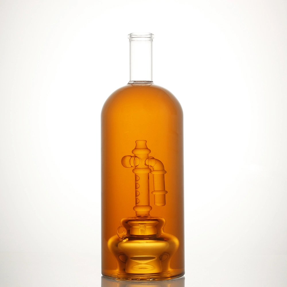 750ml soplado artificial de vidrio de borosilicato de whisky Tequila Hight Botella