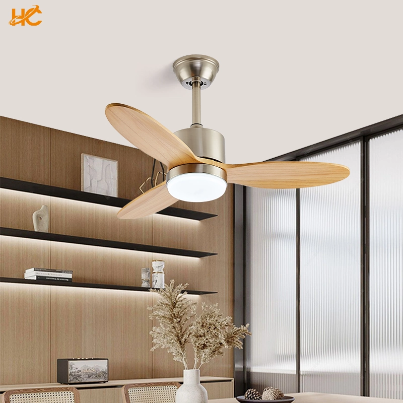 Indoor Modern LED Lighting Remote Control Copper Brown Ceiling Fan Light