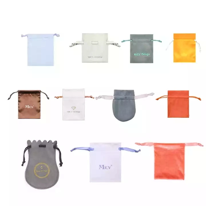 Custom Logo Microfiber Pouches Jewelry Bag Packaging Earring Necklace Package Display Bag